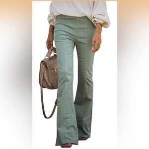 Cute Bootcut/Bell Bottom Flare Style Pull On Soft Green Jeans/Pants